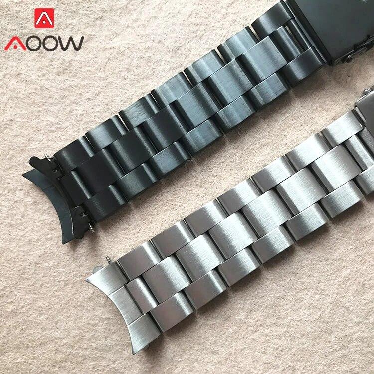 Massives Edelstahlarmband 20 mm 22 mm gebogene Ende Faltschließe 3 Zeiger Herren Ersatzarmband Armband Uhrenzubehör