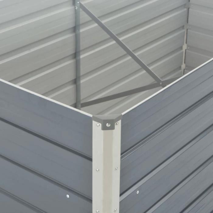 VidaXL Jardinière 160 x 80 x 45 cm Acier galvanisé Gris