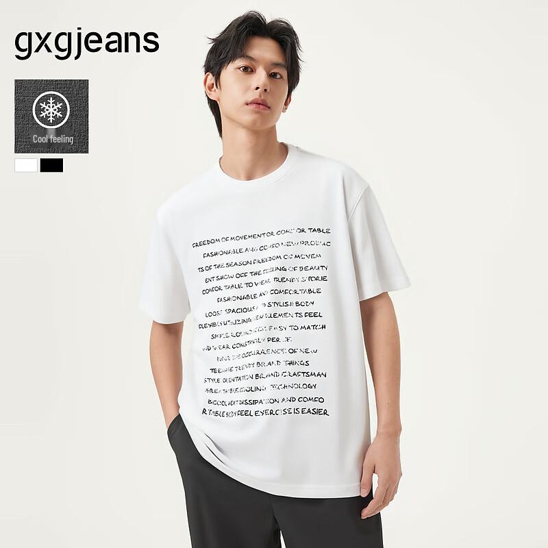 GXGJEANS Men s Retro Letter Loose Short-Sleeve T-Shirt XL