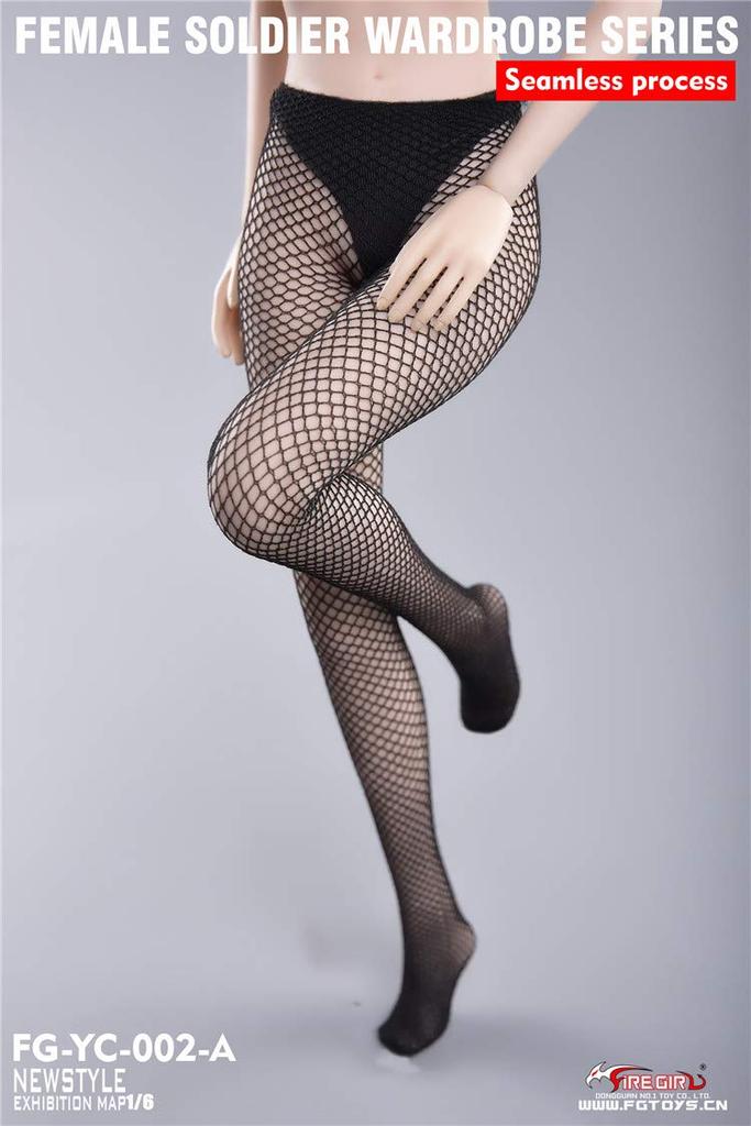 Fire Girl Toys Black Soldier Wardrobe Series Seamless Mesh Socks for Scale Action Figures and not [TOYBARJAPAN] FG-YC-002A Women's 1/6 (Body T-back