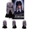 Wednesday Cosplay Costume For Kids With Polyester Fabric For Halloween And Themed Parties