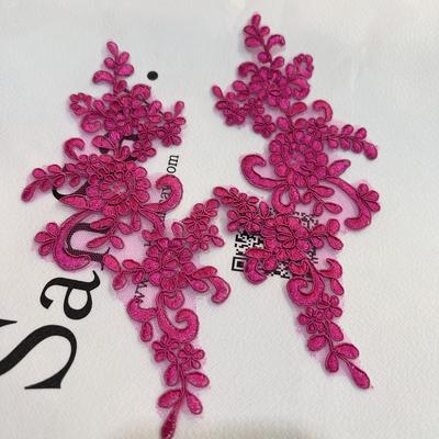 Spitzenapplikation Aufnäher Stoff 1 Paar Stickerei Blume Exquisite Borte Aufnäher Bastelaufkleber Tasche Kleid Dekoration Großhandel