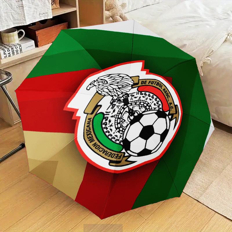1PC Mexico Football Team Emblem Printed Umbrella Folding umbrella, automatic umbrella 8-Frame for Travel, camping Fan gifts Christmas Gifts