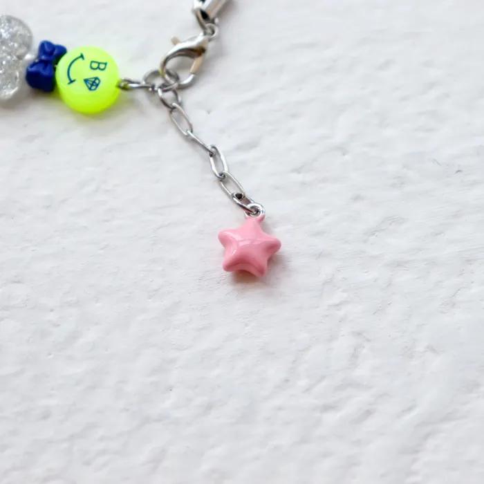 Acrylic Smile & Airplane Phone Charm Strap Beaded Mobile Phone Keyring