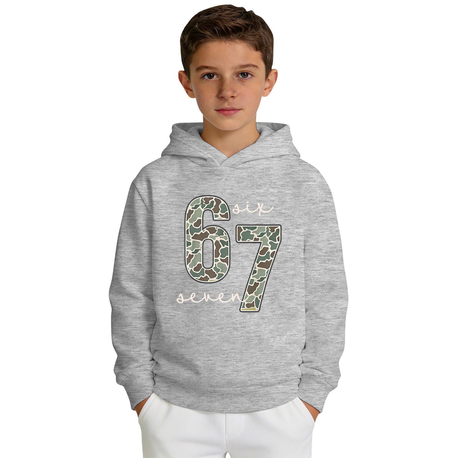 

Свитшот с капюшоном с принтом для мальчиков, повседневный спортивный комфортный свитшот с длинными рукавами 120