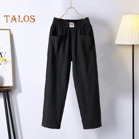 

Женские брюки-шаровары со средней посадкой и эластичной резинкой на талии, повседневные длинные брюки с карманами, однотонные свободные повседневные брюки M зелёный