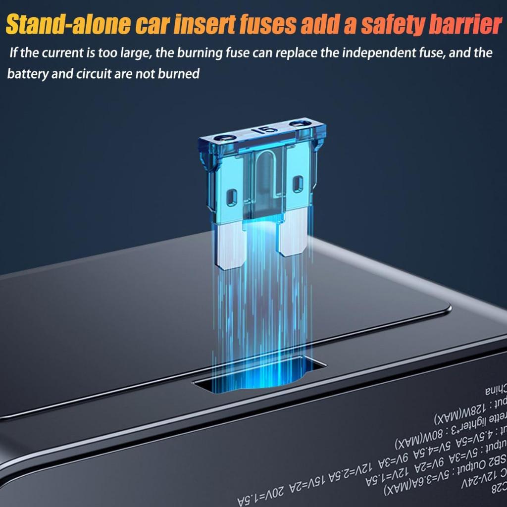 Încărcător Auto Portabil Quick Charge 3.0 și USB 20W Adaptor Brichetă Auto 128W Putere Mare 12V/24V Splitter Auto