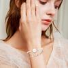 "Fashion Pearl Bracelet Watch Analog Display 3ATM Waterproof Stainless Steel Bangle Rose Gold Women's Accessories"