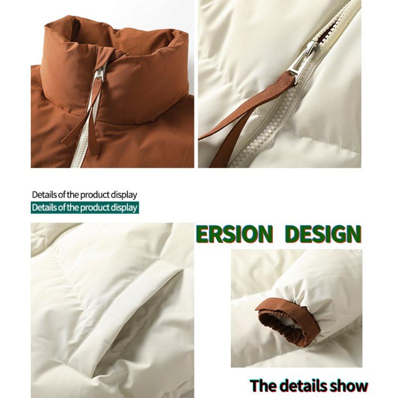 Cotton Jacket Men and Women with The Same Paragraph Winter Trend of Loose Stand-up Collar Color Blocking Couple Paragraph Cotton Jacket Jacket Men