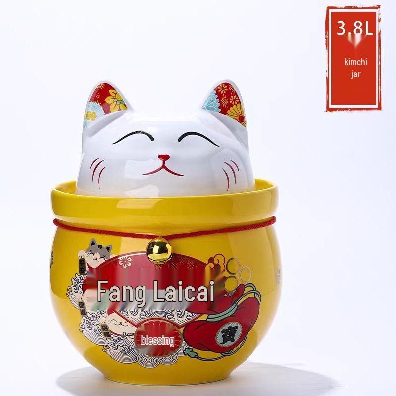 

Yilimeng Maneki-Neko Ceramic Pickling & Storage Jar