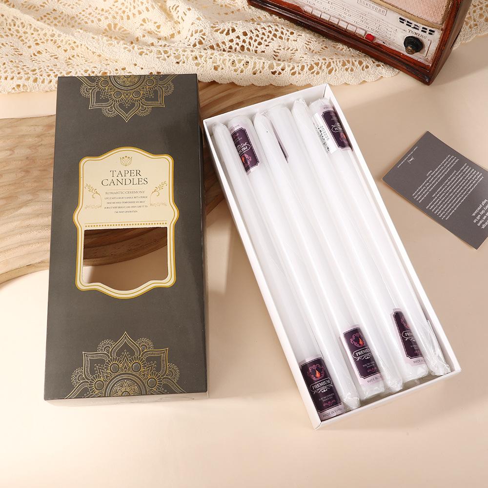 12-pack European Classic Colorful Long-stem Candles for Household Power Outage Emergency Taper-less Candles