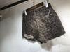Women's Summer High Waist Leopard Print Ripped Denim Shorts
