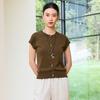 Round Neck Knitted Cardigan for Women In the Summer of 2026, Short Sleeved, Thin Style, Single Breasted, Slimming and Versatile Commuting Top