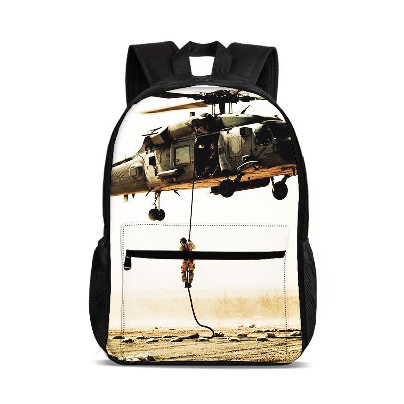 Helicopter Large Capacity Lightweight Backpack Computer Bag New Mechanical Printing Best Gift for Boys and Girls In School