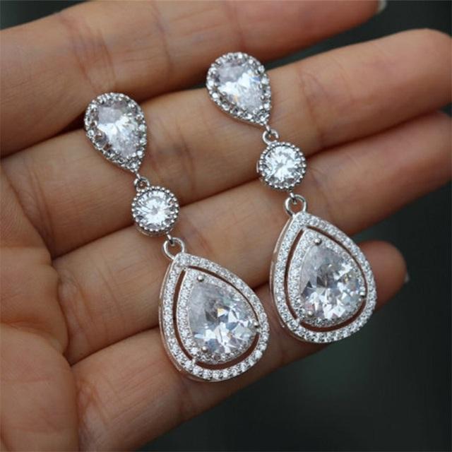 Dazzling Zirconia Drop Earrings Women Luxury Female Party Jewelry Gorgeous Wedding Accessories for Bridal Exquisite Gift