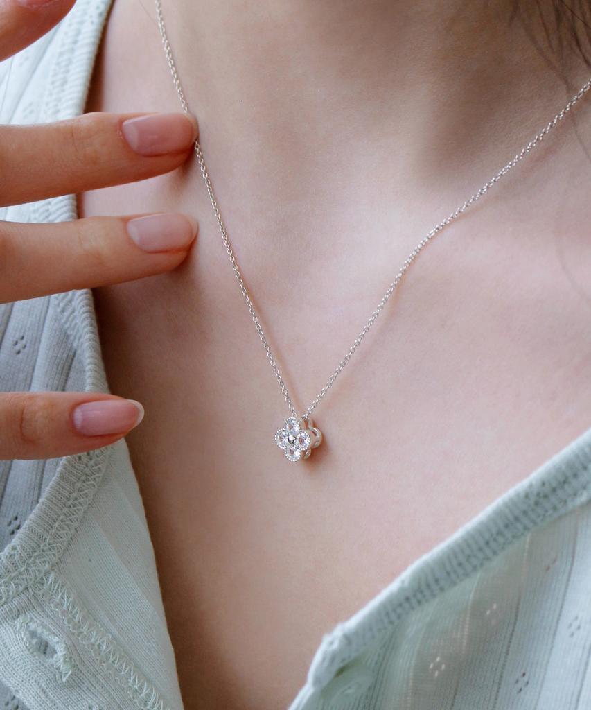 47Bag 925 Silver Lucky Four-Leaf Clover Necklace Vera