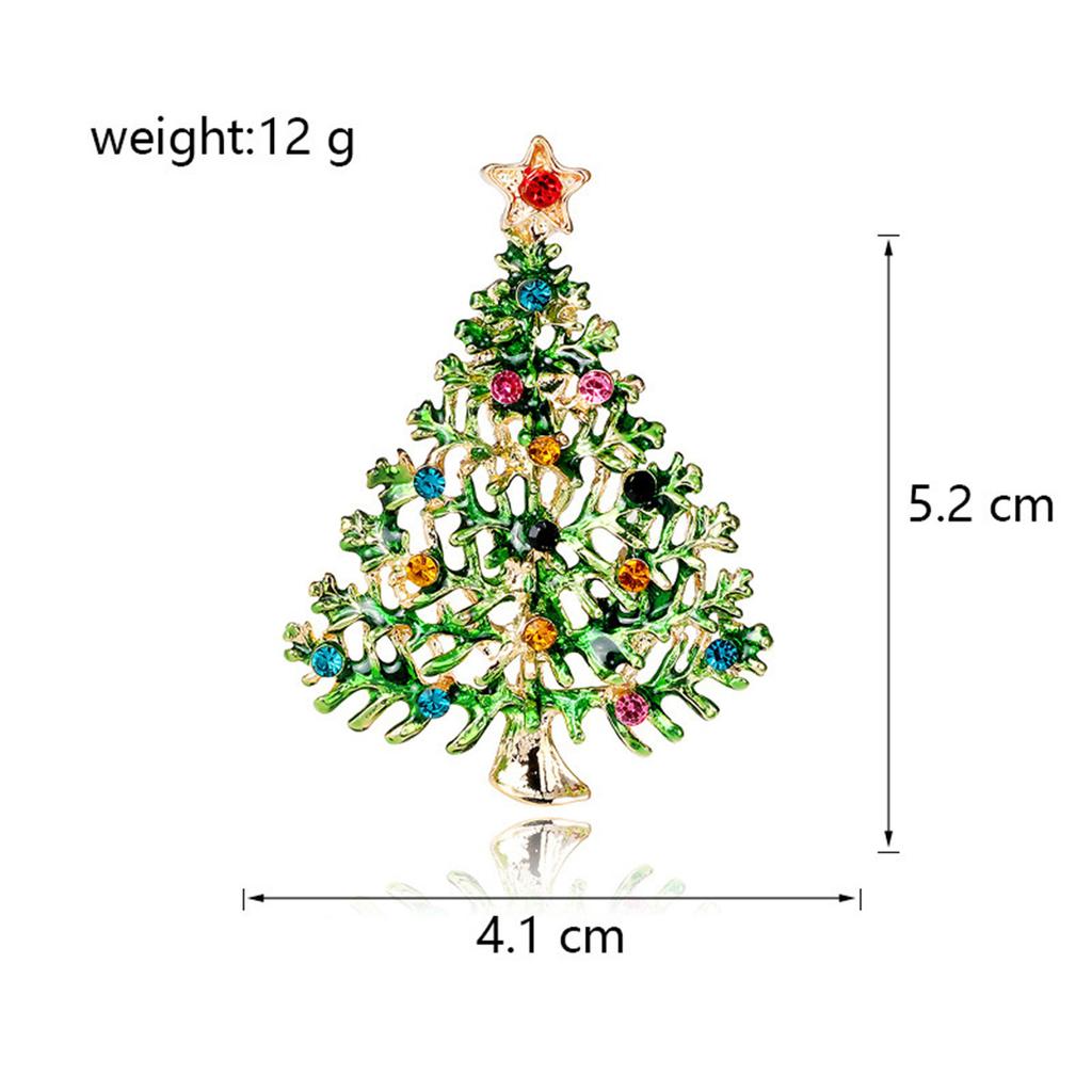 Rinhoo Green Enamel Christmas Tree Brooches For Women Vintage Colorful Rhinestone Xmas Tree Pins Fashion New Year Party Jewelry
