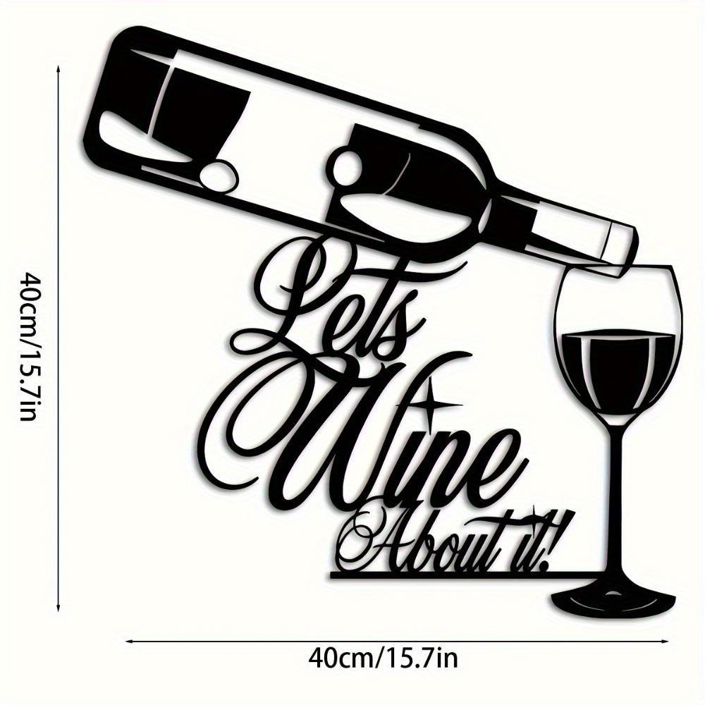Metal Wine Wall Art Square Sign with Glasses Housewarming Gift for Patio Balcony Indoor Outdoor Decor