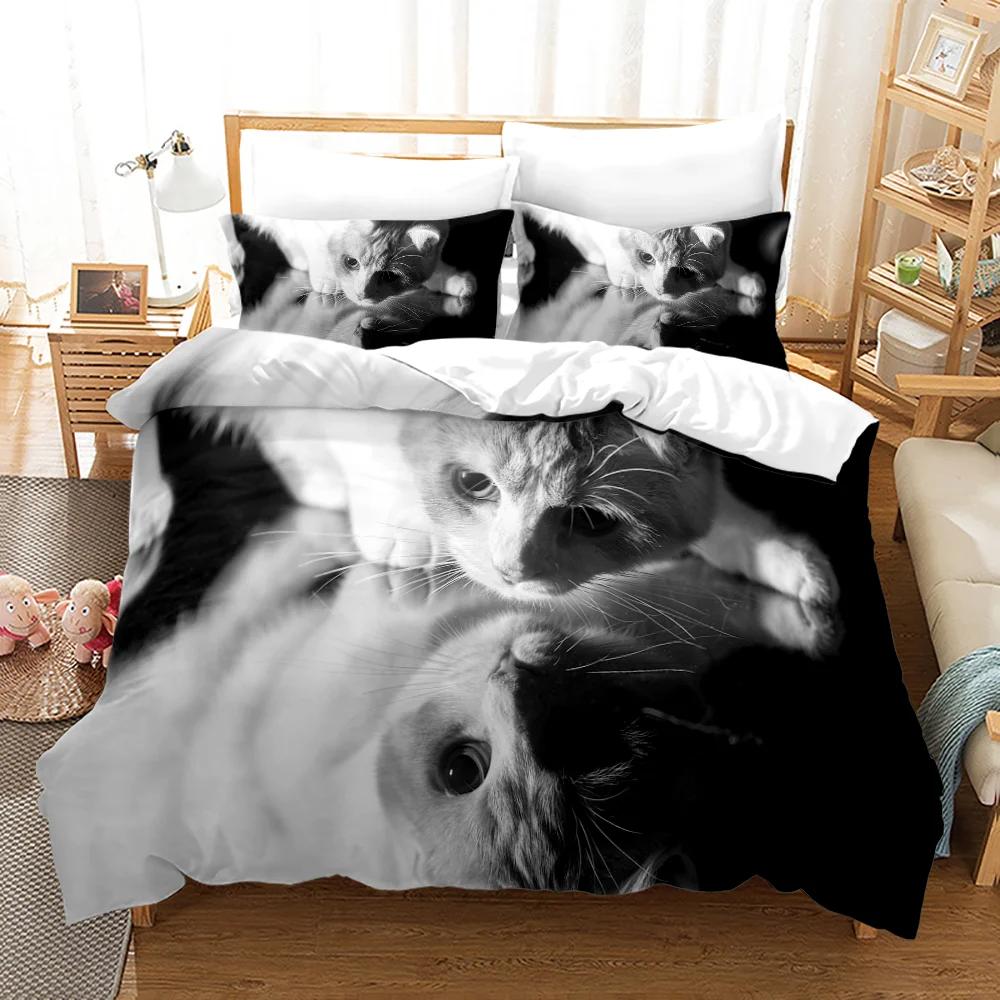 23 Dieren Schattig Kat Beddengoed Set Voor Kinderen Volwassenen Schattig Dekbedovertrek Dubbel King Volledige Maat Decor Home Beddengoed Mode Katten