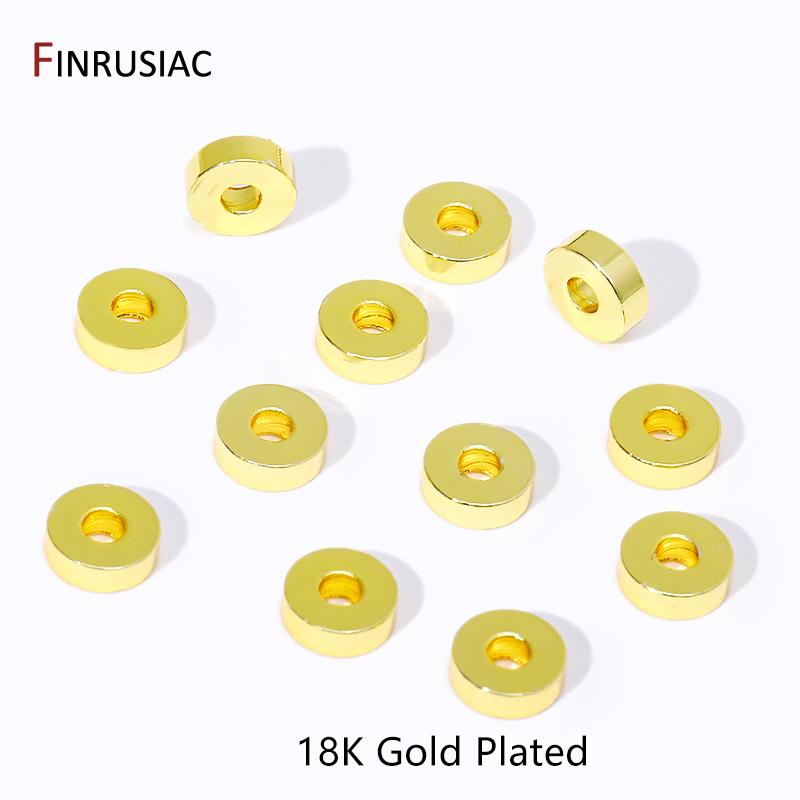 

18K Gold Plated Brass Round Spacer Flat Beads,3/4/6mm Smooth Separators Beads For DIY Bracelet Necklace Making Accessories 3mm-20 pieces