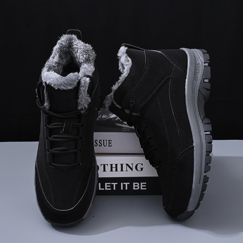 Northeast winter large cotton shoes men's velvet warm high-top waterproof and non-slip sports shoes outdoor snow boots walking shoes