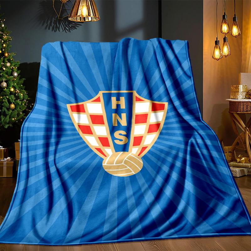 Coperta con Emblema del Calcio Croato Coperta in Flanella da Esterno per Campeggio, Escursionismo, Feste in Giardino, Essenziali per Picnic, regalo per famiglia e amici