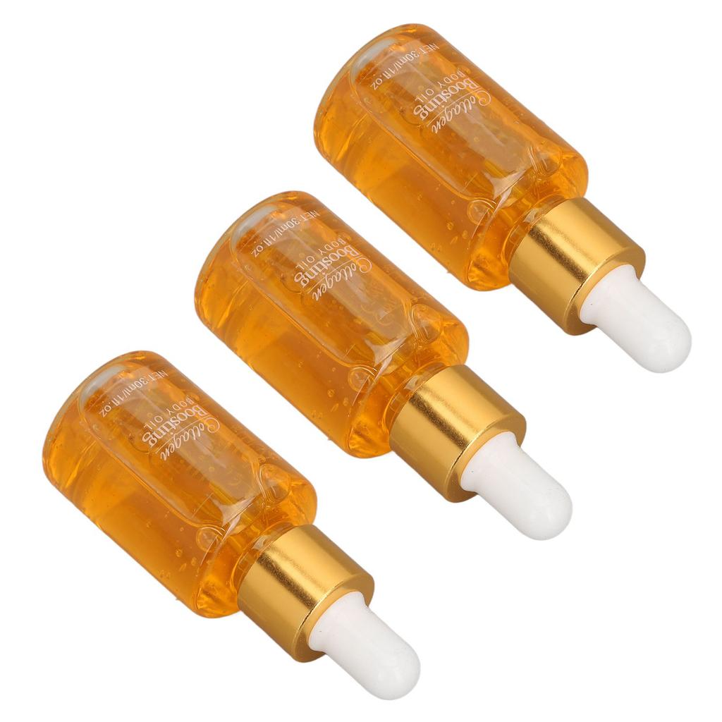 3 Pcs Collagen Boosting Body Oil 30ml Skin Firming Lifting Skincare Oil for Abdomen Arm Breast Buttock