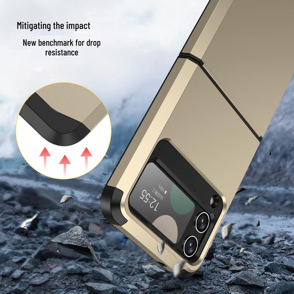 Samsung Z Flip 6/5 One-Piece Color-Block Armor Case - Fashionable Folding Protection