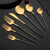 Tableware Stainless Steel Black Gold Flatware Cutlery Set Dinnerware Dinner Knife Coffee Spoon Fork Salad Fork Spoon Silverware