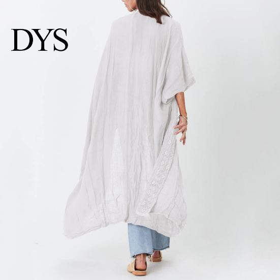 Swimsuit Cover-up Lady Beach Cardigan Sunscreen Anti-UV Long Sleeves Lace Bohemian Style Bikini Casual Daily Coat Thin Calf Length Vacation