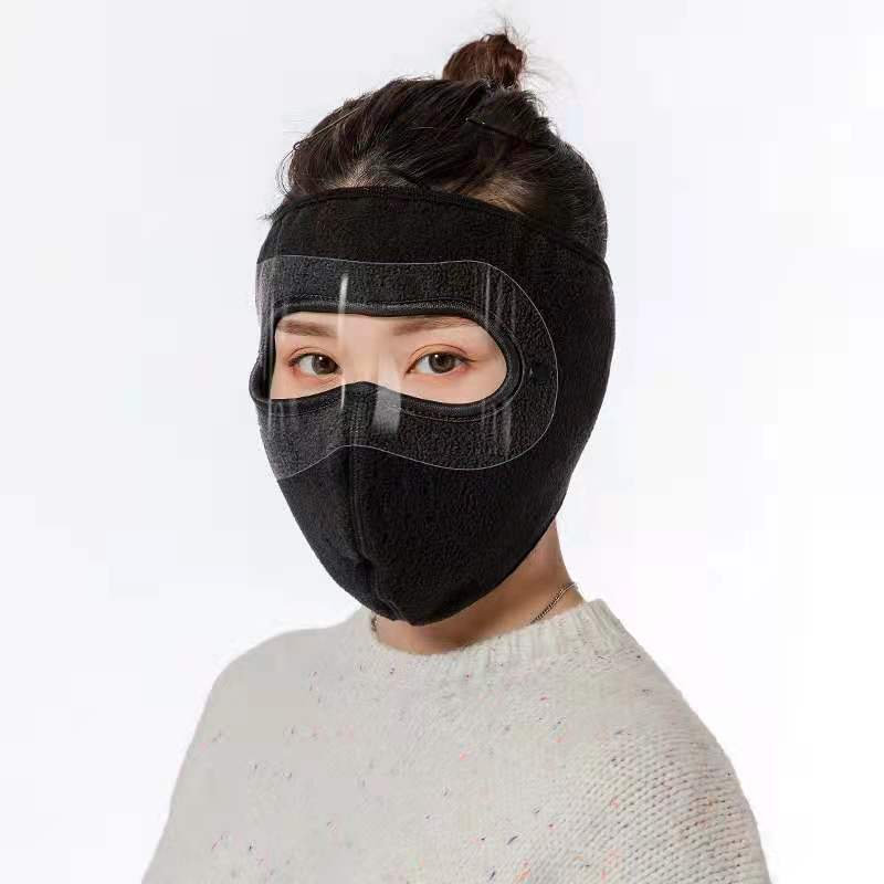 Unisex Windproof Face Warm Mask Winter Cap Ski Breathable Masks Fleece Face Shield Caps with HD Goggles Anti-fog Cycling Cap