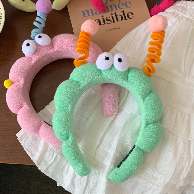 Korean Style Sponge Headband Twisted Funny Cartoon Plush Hairband Cute Headwear Big Eyes Hair Hoop