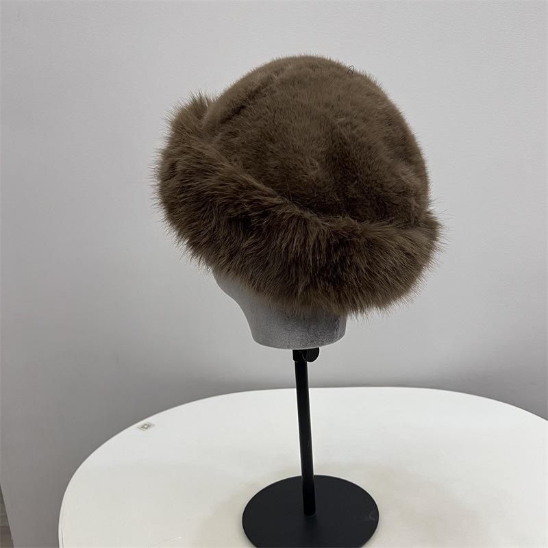 Winter warm hat women's imitation fur long rabbit fur dome fashion ear protection cold pullover hat northern wind and snow hat