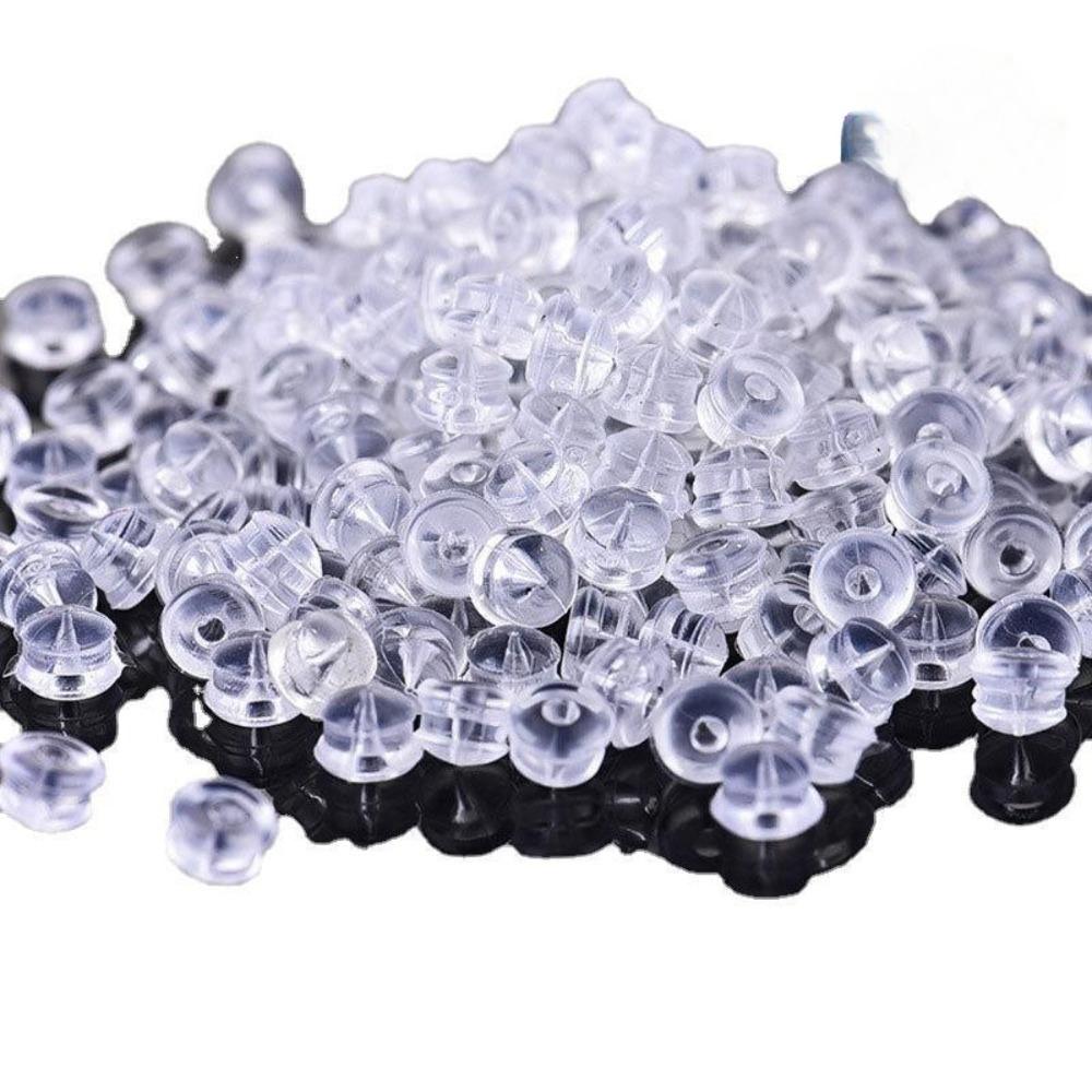 100pcs Transparent Silicone Anti-slip Ear Plug Stud Earrings Back-buckle Cap for Jewelry Making Earrings DIY Accessory Wholesale