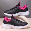 2025 Womens Leather Sneakers Casual Sneakers Lace Up Flats Lightweight Comfortable Black Anti slip Running Shoes Outdoor Sports