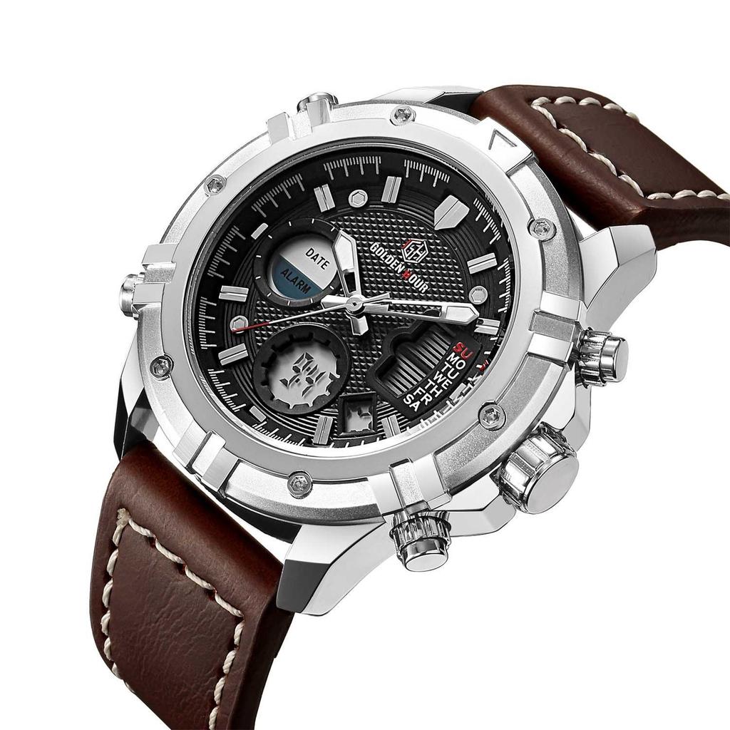 Popular watch multi-functional waterproof, casual fashion electronic watch men's, sports watch, student leather watch
