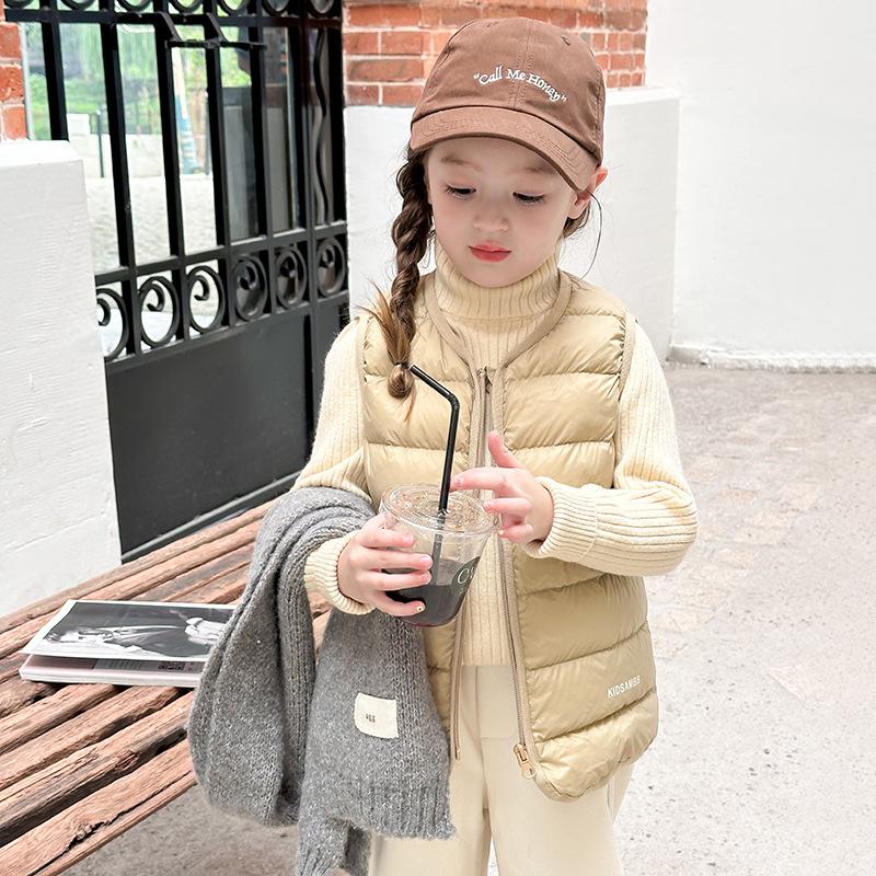Lightweight Down Jacket for Boys and Girls In Winter with White Duck Down Lining Vest Coat