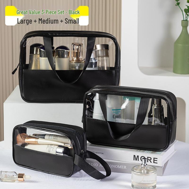 Summer Cooling Transparent Waterproof Makeup Bag - Large Capacity, Portable, Fashionable Storage Solution.