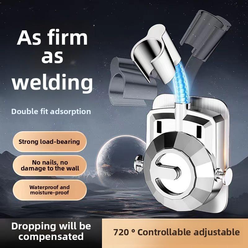 Suport pentru cap de duș montat pe perete, sistem de duș pentru baie, suport pentru cap de duș cu unghi reglabil, instalare fără găurire, fixare pe perete