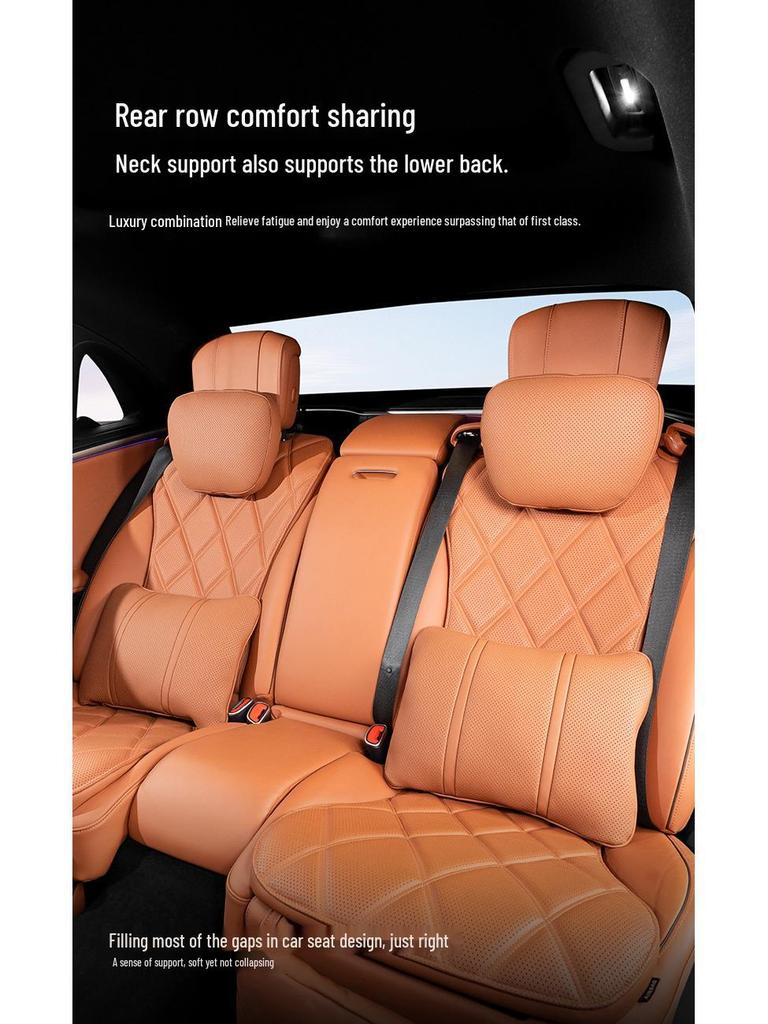 Premium Maybach S-Class Headrest & Breathable Lumbar Support Cushion