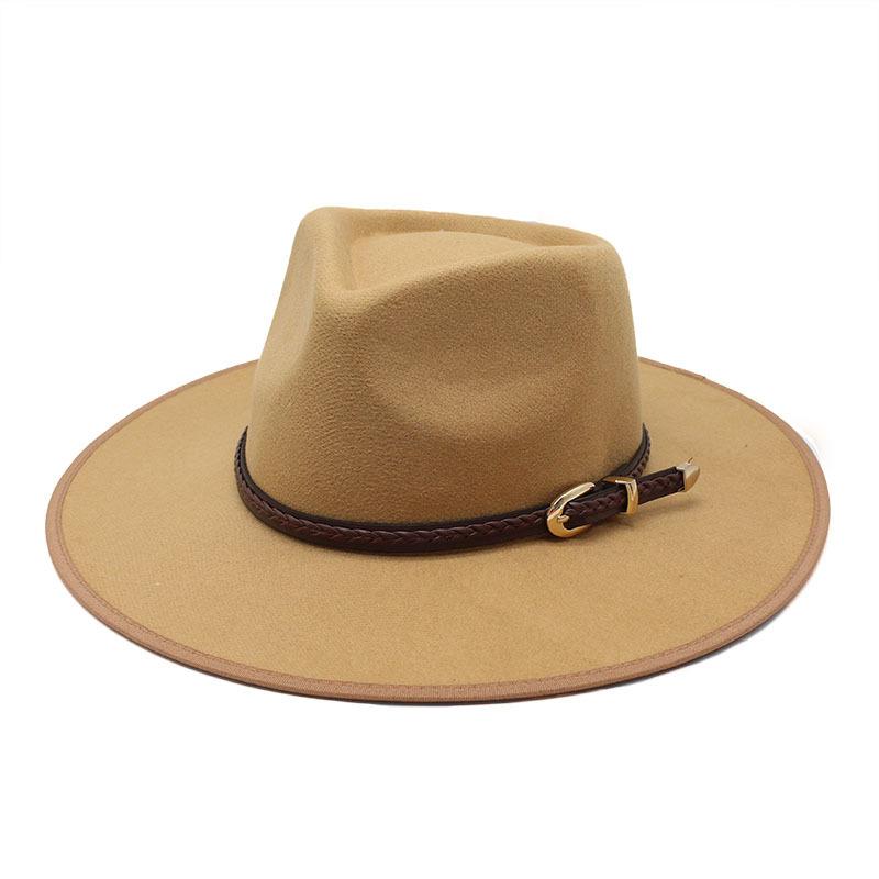 

Men S And Women S Hats, Hemmed Woolen Top Hats, Flat Brims, Large Edges, Straight Edge Jazz Hats. M（56-58cm） верблюд
