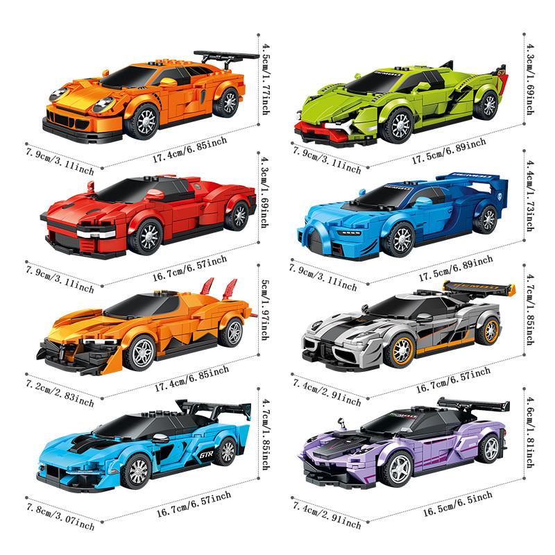 Non-Toxic Sembo Cool Fission Sports Car Assemblage Building Blocks Kits Moc Racing Vehicle Model Bricks Kids Toys For Children Christmas Gifts