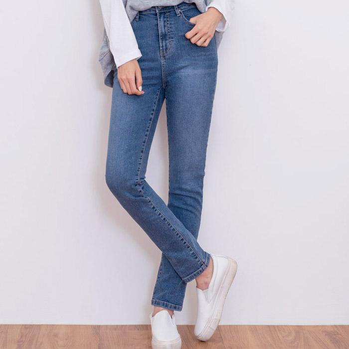 Jeans for Women High Waist Straight Fit Medium Blue Denim Pants Waist Hidden Banding Date Outfits Korea Fashion