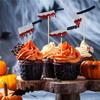 12/24pcs Glitter Bloodstain Knife Cupcake Topper Halloween Cake Decor Halloween Party Decoration Food Baking Bread Fruit Picks