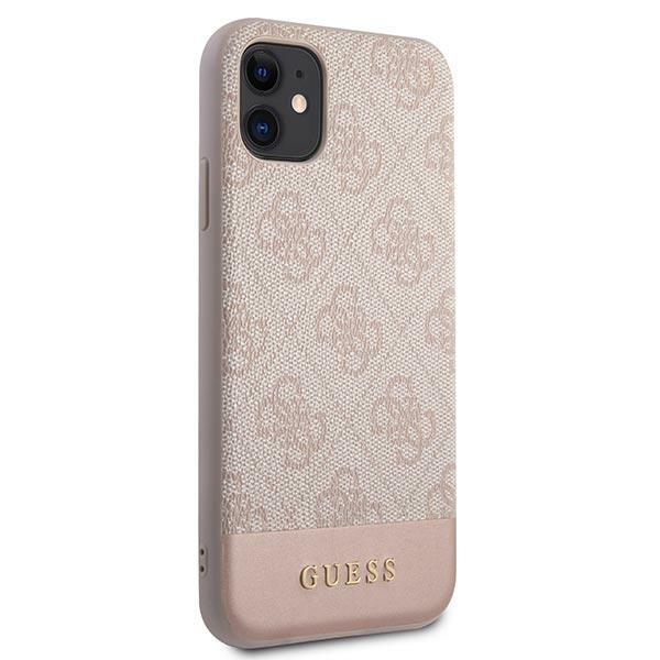 Guess Guhcn61G4Glpi iPhone 11 / Xr 6,1 Różowy/Pink Twarde Etui Kolekcja Pasków 4G