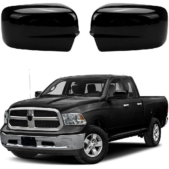 Chrome Side Mirror Covers Caps Compatible With 2009-2018 Dodge Ram 1500 And -2024 RAM 1500 Classic With Turn Signal Cut-Outs (Chrome-With Cut-Outs)