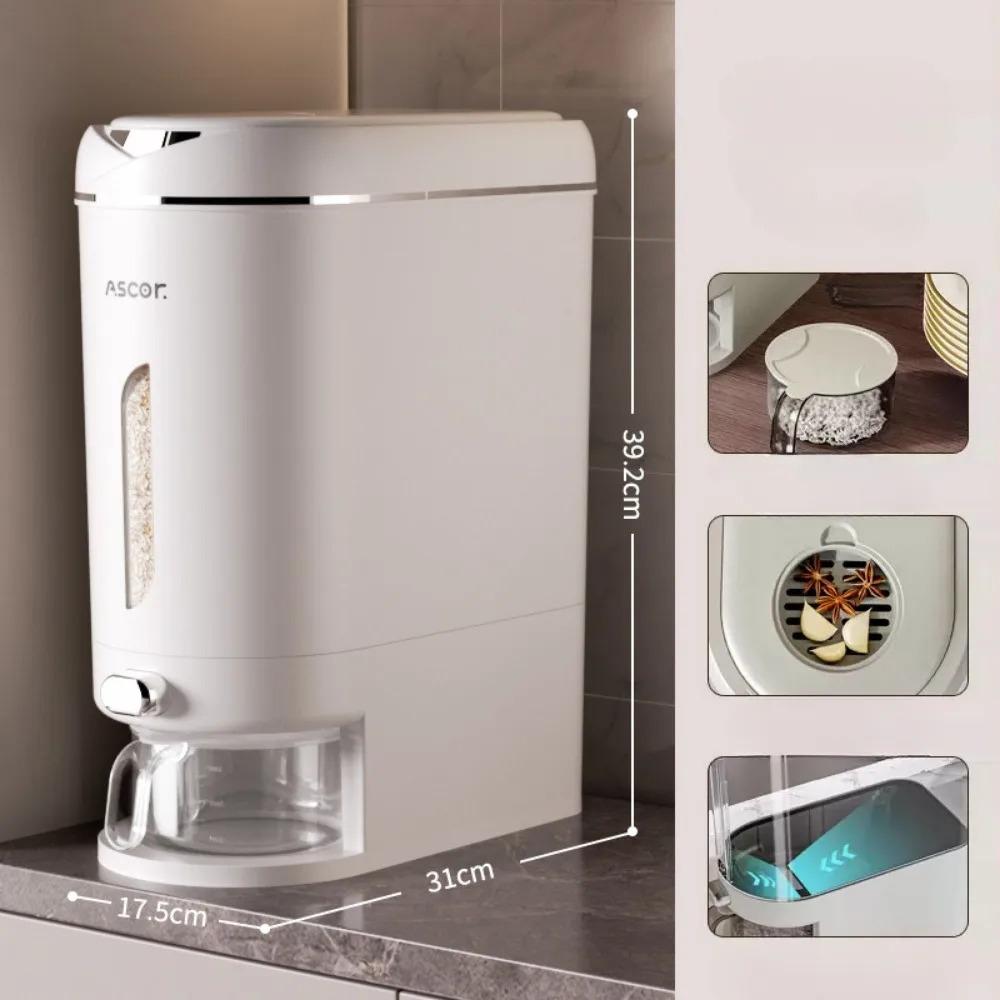 Rice Bucket Household Rice Tank Rice Tank Insect-Proof and Moisture-Proof Kitchen Rice Storage Container Classy Practical
