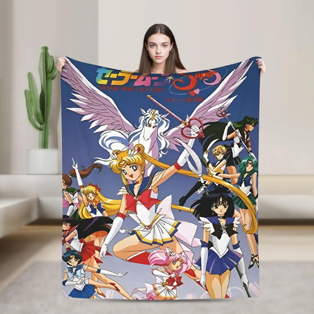 S-Sailor M-Moon Anime Blanket Camping Flannel Bedding Throws For Living Room Warm Soft Design Quality Bedspread Gift