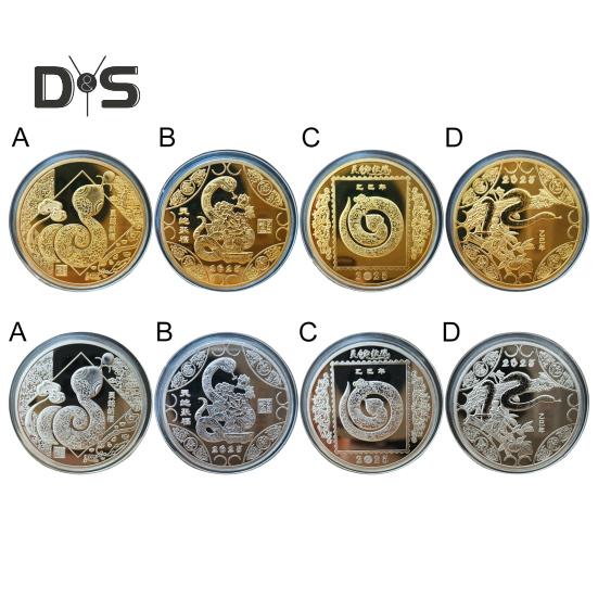 2025 Snake Commemorative Coin Chinese New Year Collectible Iron Coin Year of The Snake Badge Coin for Wealth And Good Luck