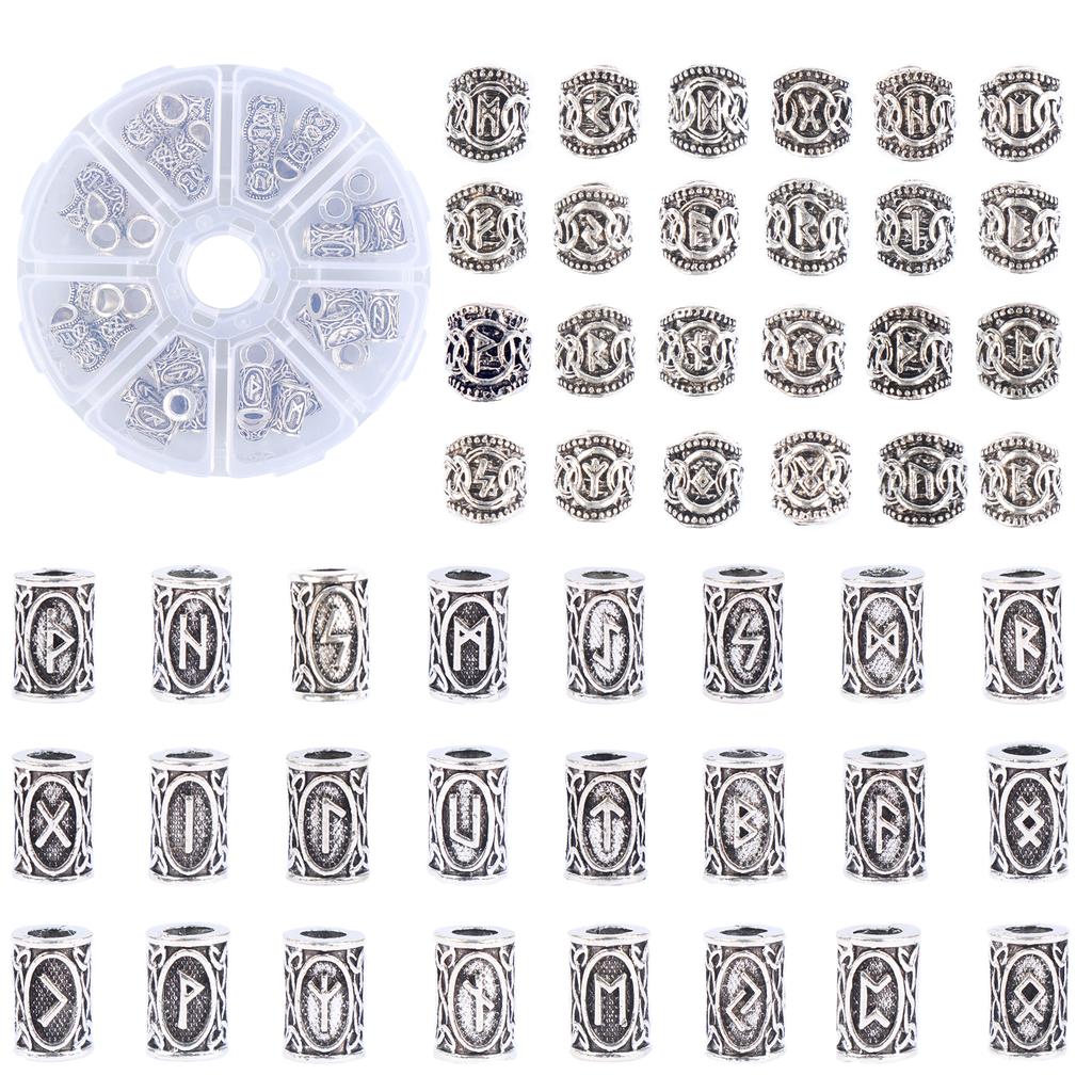 48 ks/sada Vikings Rune Beard Korálky Korálky do vlasů Korálky do vlasů Korálky do vlasů Dreadlock Korálky